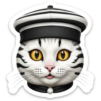 Cat mime performer with hat sticker