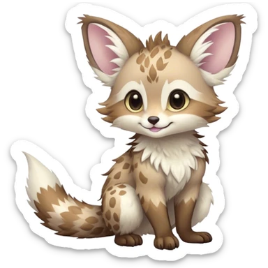 Feral Rare Fantasy pastel Vernid-Trico-species by LiLaiRa, random markings, tufted tail, tufted ears, full body sticker