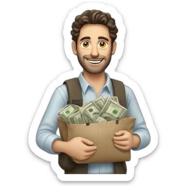 Jewish guy holding bags of money sticker
