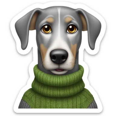 Grey hound dog wearing a turtle neck sweater sticker