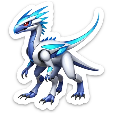 Shiny Futuristic Ethereal Fakemon-Pokemon-Digimon-Spectrobes-Raptor-fusion, full body sticker