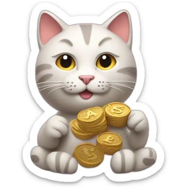 A million dollar cat with clay in thier hands sticker