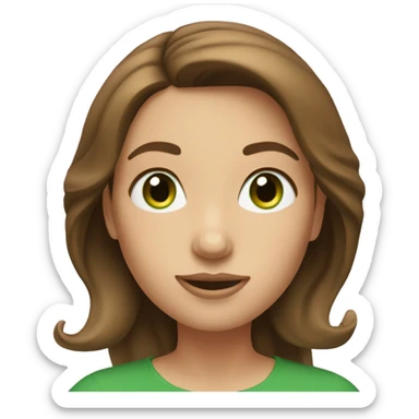 memoji women with brown hair and green eyes, around 34 years olf sticker