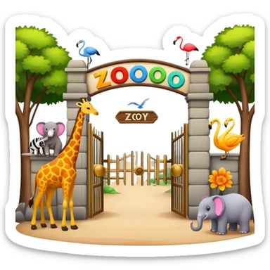 zoo entrance with animals sticker