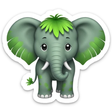 Green Feathered elephant sticker