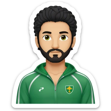 Abdul Ali : Age: Late 20s
Appearance: A strong-built South Asian man with permed long black hair, a close shave beard, and dark brown eyes.
Outfit: Green player tracksuit  sticker