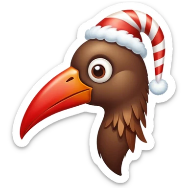 Dumb bird holding a candy cane shaped liked a pepper sticker