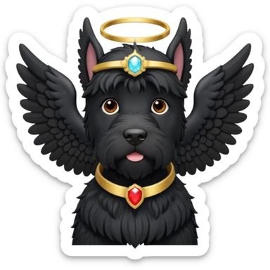 Black giant schnauzer wearing halo and wings sticker