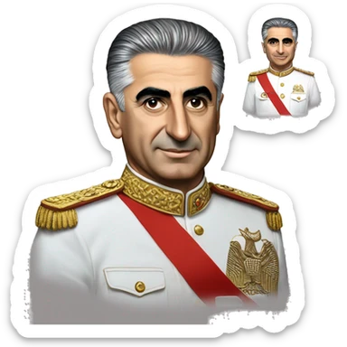 Mohammad Reza Pahlavi with Perspolis shirt sticker