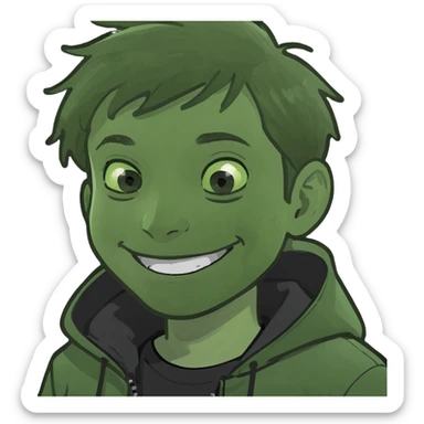 smiling boy in black jacket sticker
