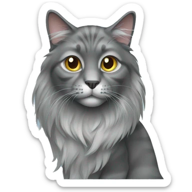 Long hair gray cat sticker