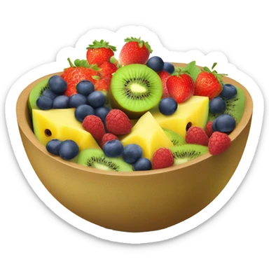 Bowl of fruits kiwi,strawberry,blueberry,raspberry,watermelon,melon,pineapple sticker