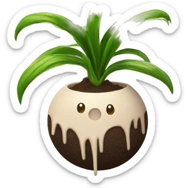 A sentient spider-plant with a dirt ball I’m his center sticker