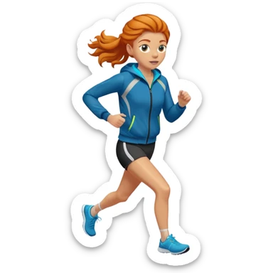 Ginger girl jogging with jacket sticker