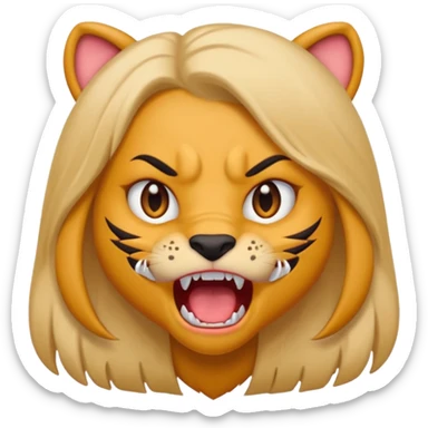 A girl growling like rawr silly vibes but make it an emoji not real human sticker