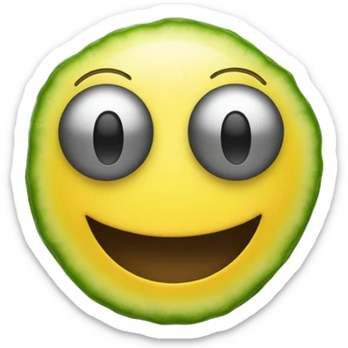 A relaxing yellow smiling face emoji with cucumbers over its eyes sticker