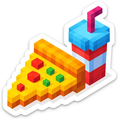 pizza with a side of soda sticker