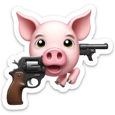 flying pig shooting gun sticker