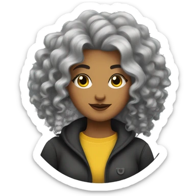 woman, curvy, hufflepuff, grey and curly and wild hair  sticker