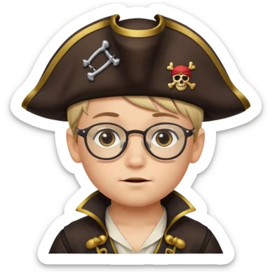 kid boy with pirate costume wearing glasses sticker