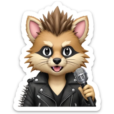 singing punk animal with microphone sticker