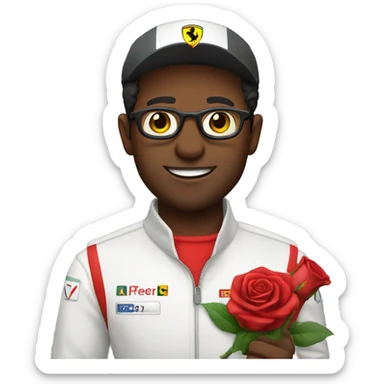 Ferrari driver with rose in hand sticker