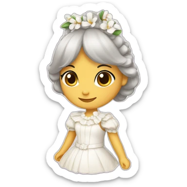 Un conejo blanco vestido de pollera panameña sticker