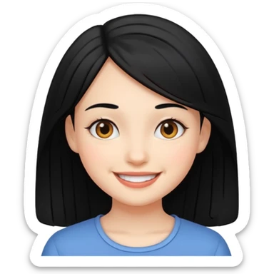 smiling girl with black hair sticker