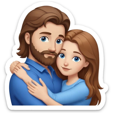 White man BROWN beard and BROWN hair hugging white woman with long light brown hair and blue eyes  sticker