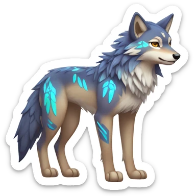 Colorful Shiny Fionbri-Falvie-sparkle-wolf-sona with tribal markings full body sticker