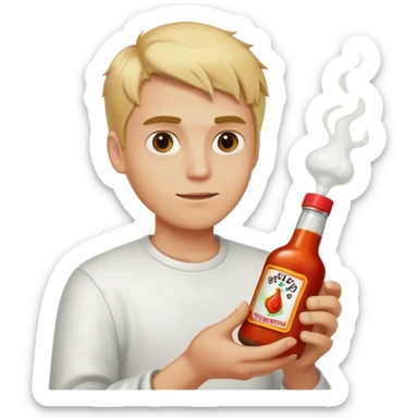 blonde guy holding hot sauce and salt sticker