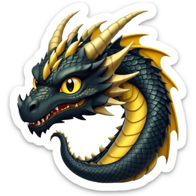 Black dragon with yellowish golden stripe scales  sticker