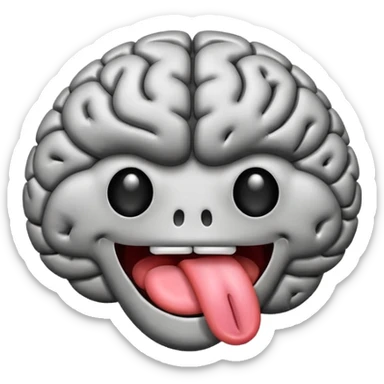Tongue sticking out of brain emoji sticker