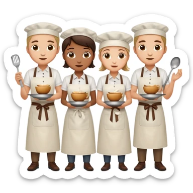 Cafe staf with cooking sticker