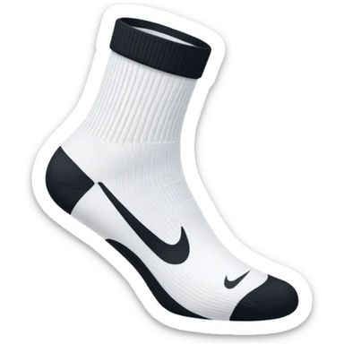 pair of white socks with black Nike swoosh sticker