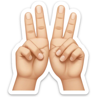 two hands with index fingertips up and thumbs touching to form the letter M upside down sticker