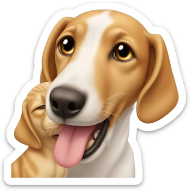 dog licking cat sticker