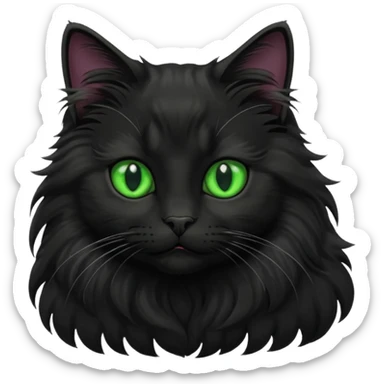 Domestic longhair black cat  sticker