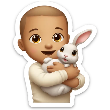 Baby with cute rabbit  sticker