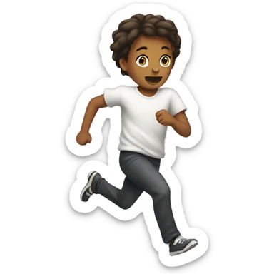 boy running from girl sticker