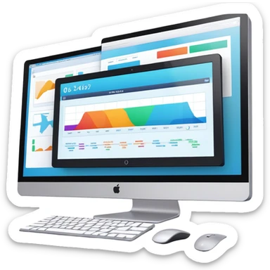 Create an emoji for animation and motion design. Show a computer monitor displaying cartoon creation process, with a timeline, keyframes, and motion effects. Use modern, vibrant colors. No emojis or smiley faces. Transparent background. sticker