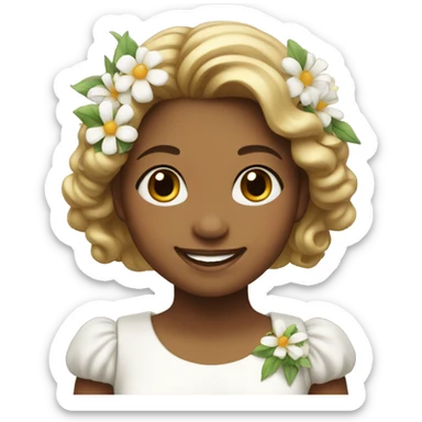 smiling girl in white dress with flowers  sticker