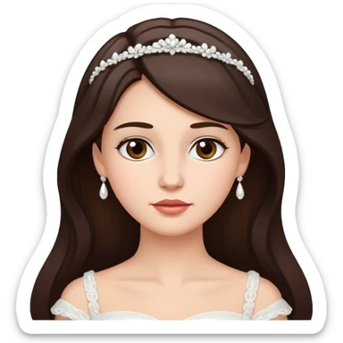 Blonde skin bride with dark brown hair with a chin on her face sticker