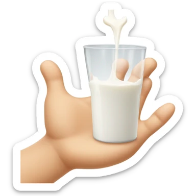 milk dripping directly off palm of hand with 5 fingers sticker