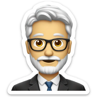 profesor con barba canosa y gafas pasta grandes i negras sticker