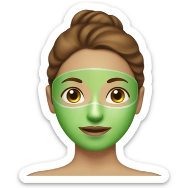 Girl with freackles Brown hair and white skin wears skin care mask Thats Green sticker