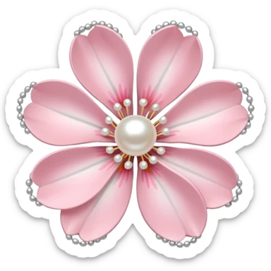 light pastel sakura flower with pearl beaded outline sticker