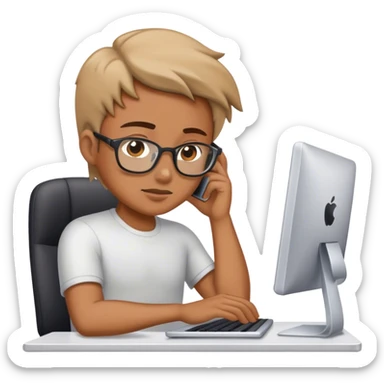 A professional working hard in front of a computer. sticker