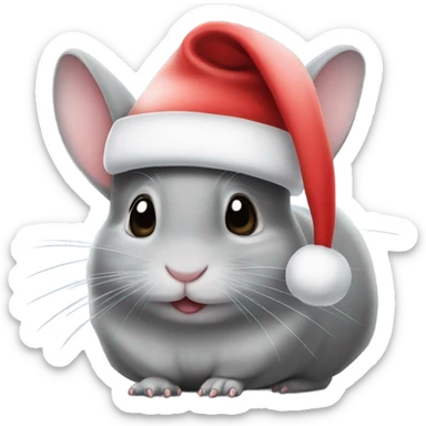 chinchilla wearing a santa hat sticker