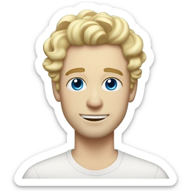 full body light curl blonde 30yo man blue eyed pale skin sticker